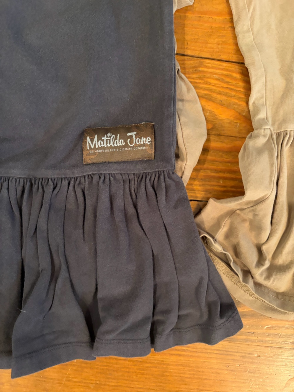 Matilda Jane Women’s Ruffle Hem Pull-On Pants - Navy & Taupe - Picture 2 of 4